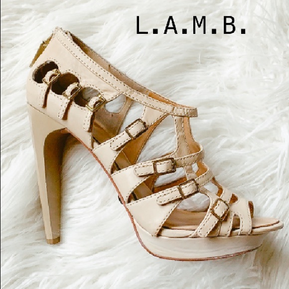 L.A.M.B. Shoes - L.A.M.B. Nude caged heels